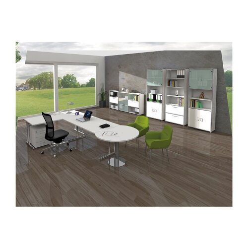 Besprechungstisch Serie Rothorn / Steel 200x 100 cm, Farbe: weiss