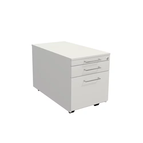 Rollcontainer Serie Rothorn / Steel mit Registerauszug 80 cm tief, Farbe: weiss