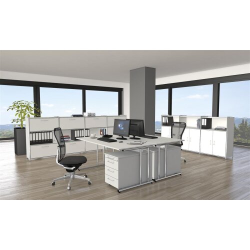 Schreibtisch Serie Rothorn / Steel 160 x 80 cm, Farbe: weiss