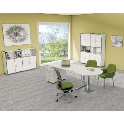 Schreibtisch Serie Rothorn / Steel 160 x 80 cm, Farbe: weiss