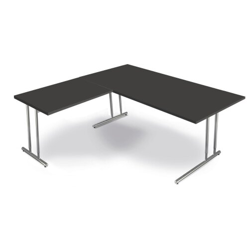 Winkelkombination Schreibtisch Serie Rothorn / Steel 180 x 180 cm, mit Besprechungsanbau, Farbe: anthrazit