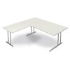 Winkelkombination Schreibtisch Serie Rothorn / Steel 180 x 180 cm, mit Besprechungsanbau, Farbe: weiss