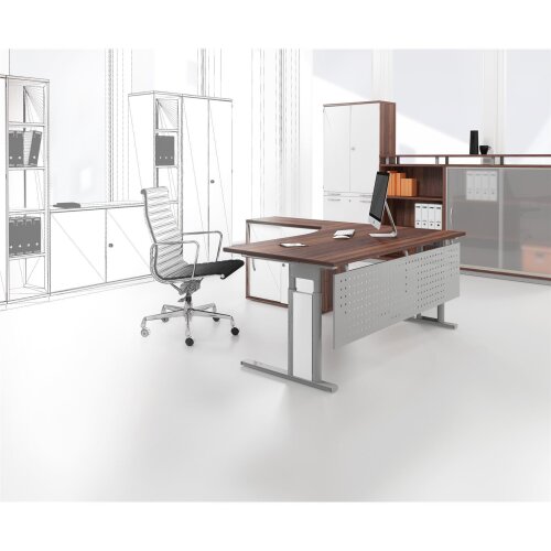 Knieraumblende Metall gelocht in silber für Tischbreite 160 cm