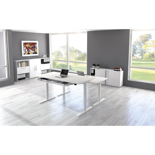 Schreibtisch elektrisch höhenverstellbar Serie ETK3 im Maß: 180 x 80 cm, Dekor: Weiss