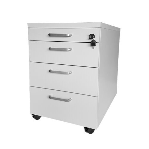 Rollcontainer 3 Schubladen + Utensilienauszug 60 cm tief Grau