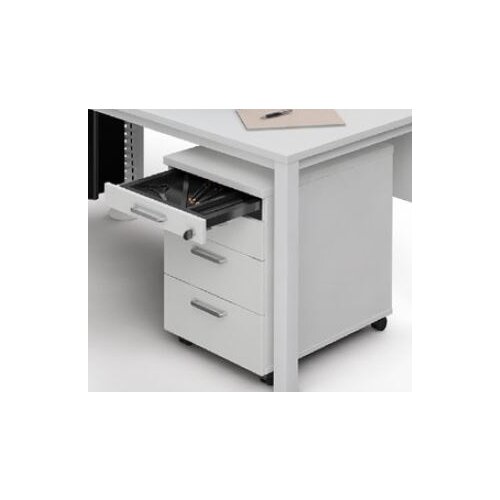 Rollcontainer 3 Schubladen + Utensilienauszug 60 cm tief Ahorn