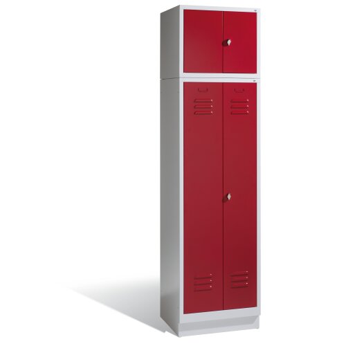 Spind Aufsatzschrank mittig schliessend 4 Abteile