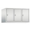 Spind Aufsatzschrank Classic, 3 Abteile, Abteilbreite 300mm, Farbe Korpus: Lichtgrau, Farbe Front: Lichtgrau