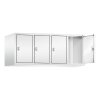 Spind Aufsatzschrank Classic, 4 Abteile, Abteilbreite 300mm, H500xB1190XT500, Farbe Korpus: Verkehrsweiß, Farbe Front: Verkehrsweiß