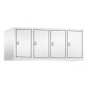 Spind Aufsatzschrank Classic, 4 Abteile, Abteilbreite 300mm, H500xB1190XT500, Farbe Korpus: Verkehrsweiß, Farbe Front: Verkehrsweiß