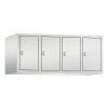 Spind Aufsatzschrank Classic, 4 Abteile, Abteilbreite 300mm, H500xB1190XT500, Farbe Korpus: Lichtgrau, Farbe Front: Lichtgrau