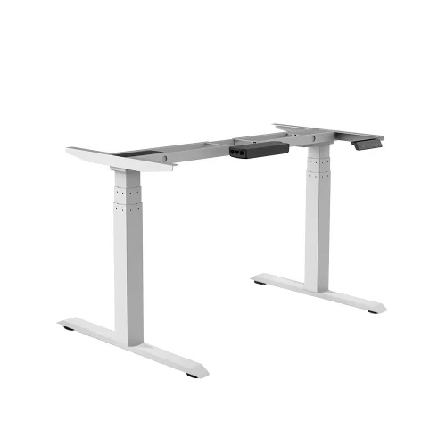 Schreibtisch elektrisch höhenverstellbar Serie EHT3, Dekor Eiche Rustikal, Gestell Silber, Maß: 65-130 h. x 80 t. x 140 br. cm