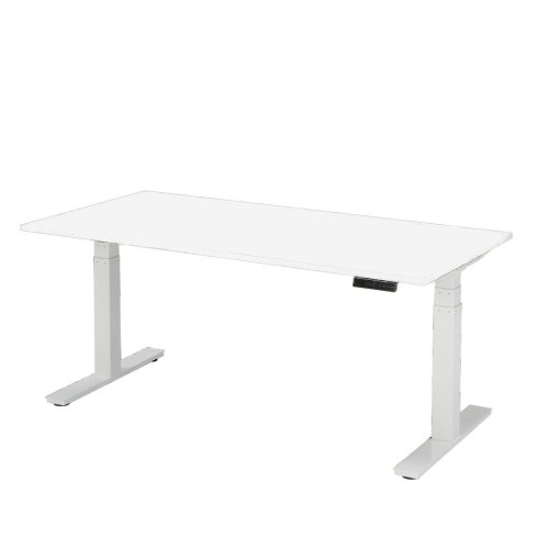 Schreibtisch elektrisch höhenverstellbar Serie EHT3, Dekor Weiss, Gestell Weiss, Maß: 65-130 h. x 80 t. x 180 br. cm
