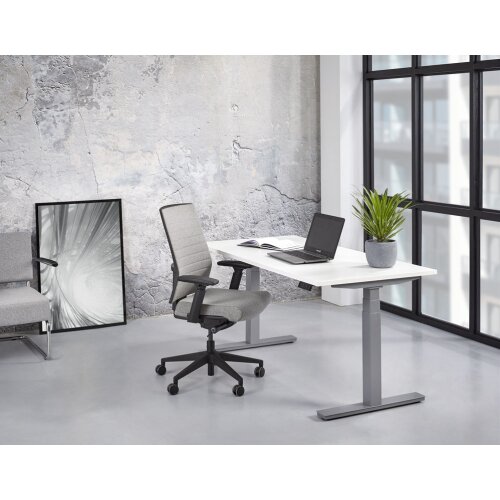 Schreibtisch elektrisch höhenverstellbar Serie EHT3, Dekor Weiss, Gestell Weiss, Maß: 65-130 h. x 80 t. x 180 br. cm
