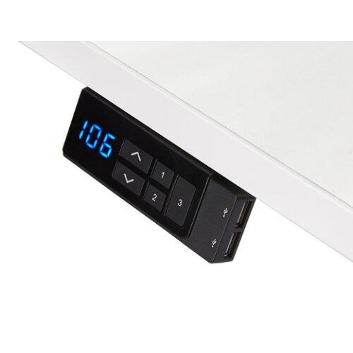 Schreibtisch elektrisch höhenverstellbar Serie EHT3, Dekor Weiss, Gestell Weiss, Maß: 65-130 h. x 80 t. x 180 br. cm