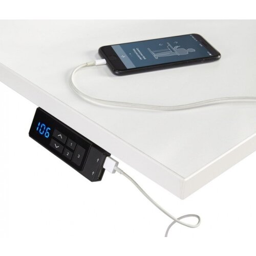 Schreibtisch elektrisch höhenverstellbar Serie EHT3, Dekor Weiss, Gestell Weiss, Maß: 65-130 h. x 80 t. x 180 br. cm