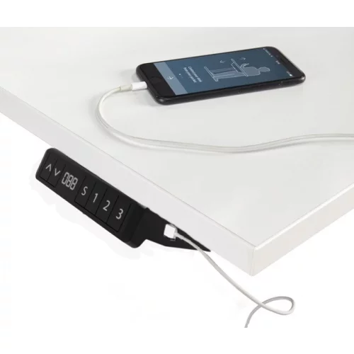 Schreibtisch elektrisch höhenverstellbar Serie EHT3, Dekor Eiche Rustikal, Gestell Schwarz, Maß: 65-130 h. x 100 t. x 200 br. cm