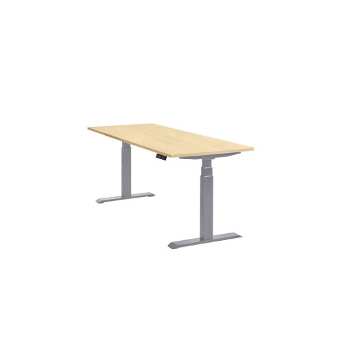 Schreibtisch elektrisch höhenverstellbar Serie EHT1, Dekor Ahorn, Gestell Silber, Maß: 65-130 h. x 80 t. x 160 br. cm