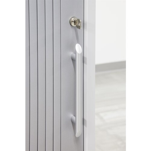 Rolladenschrank 3 Ordnerhöhen, 120 cm Breit Grau/ Silber