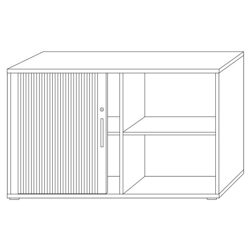 Rolladenschrank 2 Ordnerhöhen, 120 cm Breit Buche/ Silber