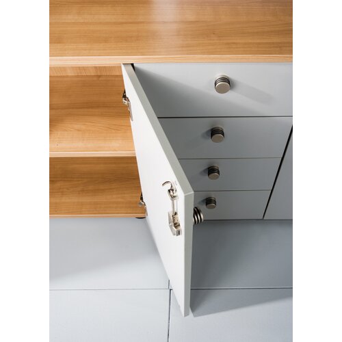 Aktenschrank 5 Ordnerhöhen mit Sockelblende, 80 cm Breit, 200,4 cm Hoch, nicht abschließbar Nussbaum hell/ Nussbaum hell