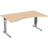 Schreibtisch C-Fuß Gestell Ergonomieform 160 cm, feste Höhe