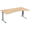 Schreibtisch C-Fuß Gestell Ergonomieform 180 cm, feste Höhe