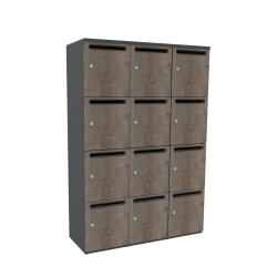 Schliessfachschrank Holz 3 Abteile, 4 Fächer...
