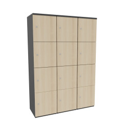 Schliessfachschrank Holz 3 Abteile, 4 Fächer...