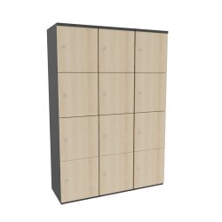 Schliessfachschrank Holz 3 Abteile, 4 Fächer...