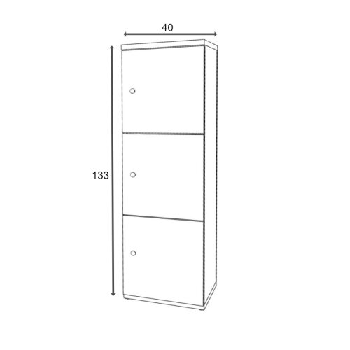 Schliessfachschrank 1 Abteil, 3 Fächer übereinander, Türen ohne Briefschlitz, Korpus: Ahorn, Front: Ahorn, Zylinderschloss