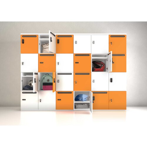 Schliessfachschrank 1 Abteil, 3 Fächer übereinander, Türen ohne Briefschlitz, Korpus: Ahorn, Front: Ahorn, Zylinderschloss