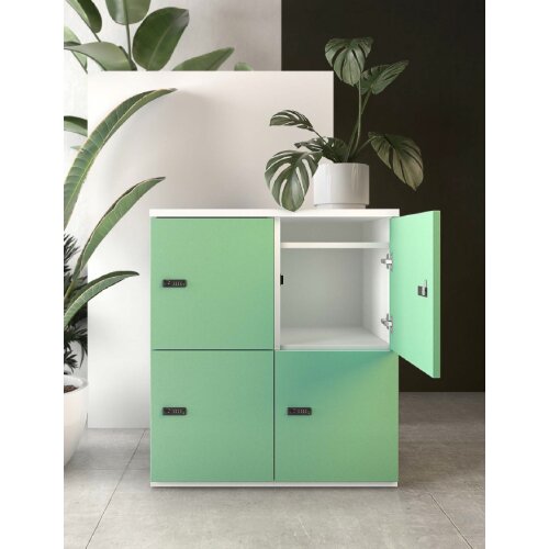 Schliessfachschrank Holz 1 Abteil, 2 Fächer übereinander, Türen ohne Briefschlitz