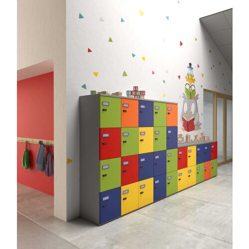 Schliessfachschrank Holz 2 Abteile, 2 Fächer übereinander, Türen ohne Briefschlitz