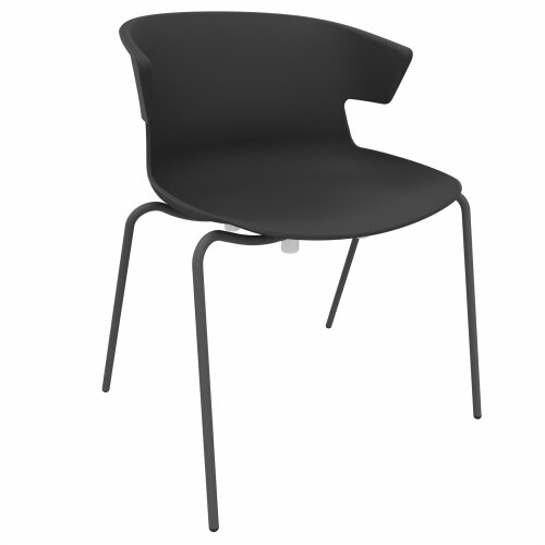 Design Besucherstuhl, Vierfussgestell: Anthrazit , Kunststoffschale: Dunkelgrau, Sitz: ohne Polster