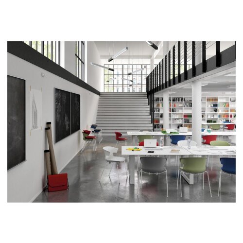 Design Besucherstuhl, Vierfussgestell: Anthrazit , Kunststoffschale: Dunkelgrau, Sitz: ohne Polster